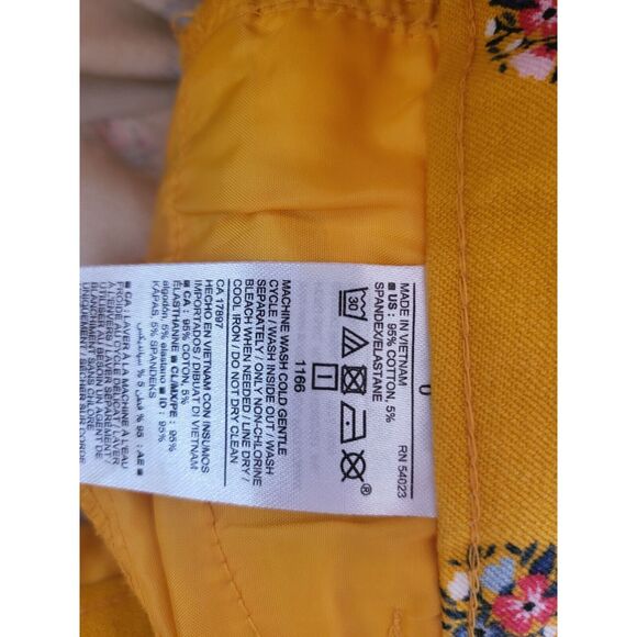 Old Navy Pixie Ankle Pants 0 Womens Yellow Floral Mid Rise Skinny Leg Stretch - Picture 10 of 16